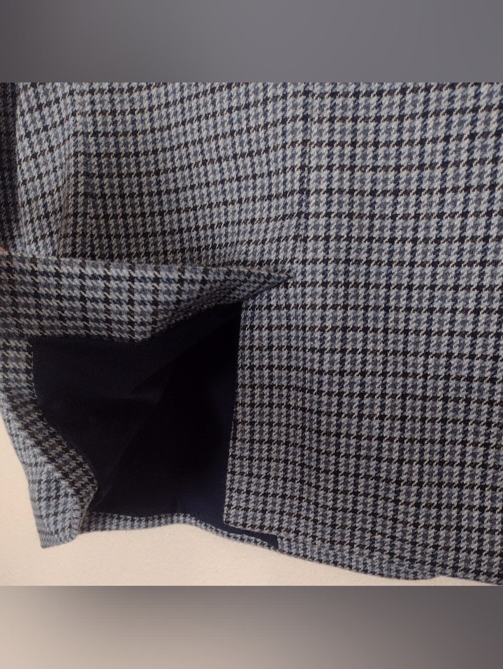 Gap Houndstooth Wool Blend Blazer Double Button Blue Size 12 - Picture 13 of 16